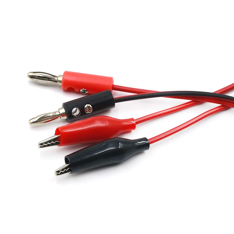 
4MM Dual Alligator Clip to Banana Connector Oscilloscope Test Probe Cable 1M 3FT Red Black 