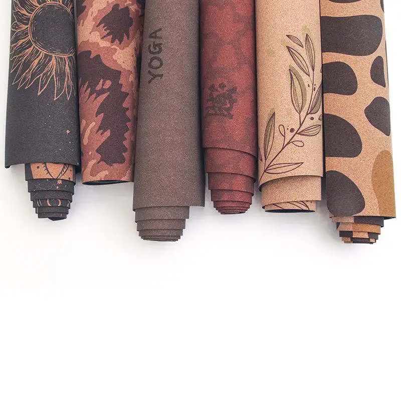 Yoga Mat Cork Custom Logo Printed Eco Friendly Durable Non-slip Cork Natural Rubber Customized Yoga Mats Pilates Mat