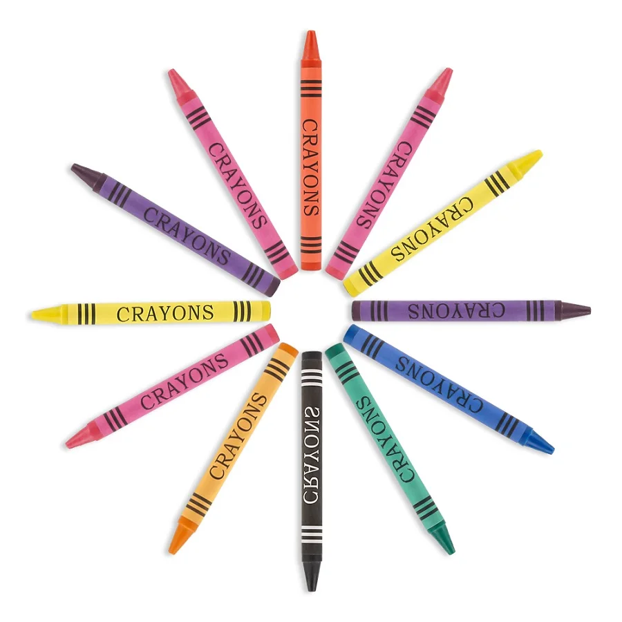 Promotional Cheap Durable Jumbo Size Bulk Package 12 Colors Crayon Set Wholesale Custom Box Non Toxic wax Crayon Set For Kids