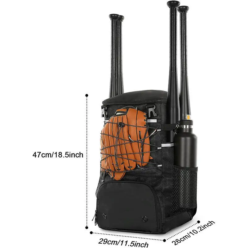 New Design Hot Sale Competition Baseball Backpack With Shoe Pocket Sports Hockey Bat Bag Custom