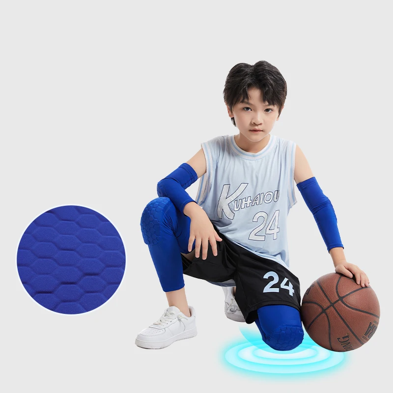 2187#Professional elastic fabric quick drying protective gear knee sleeve with honeycomb for Children
