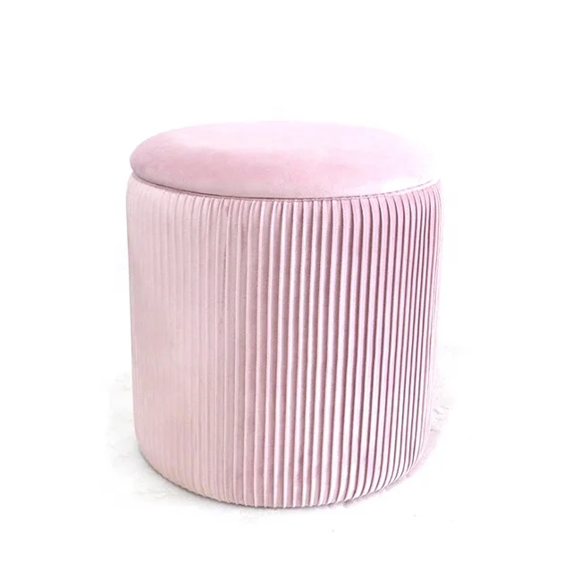 Modern display cabinets dining room furniture velvet storage ottoman stool round ottoman