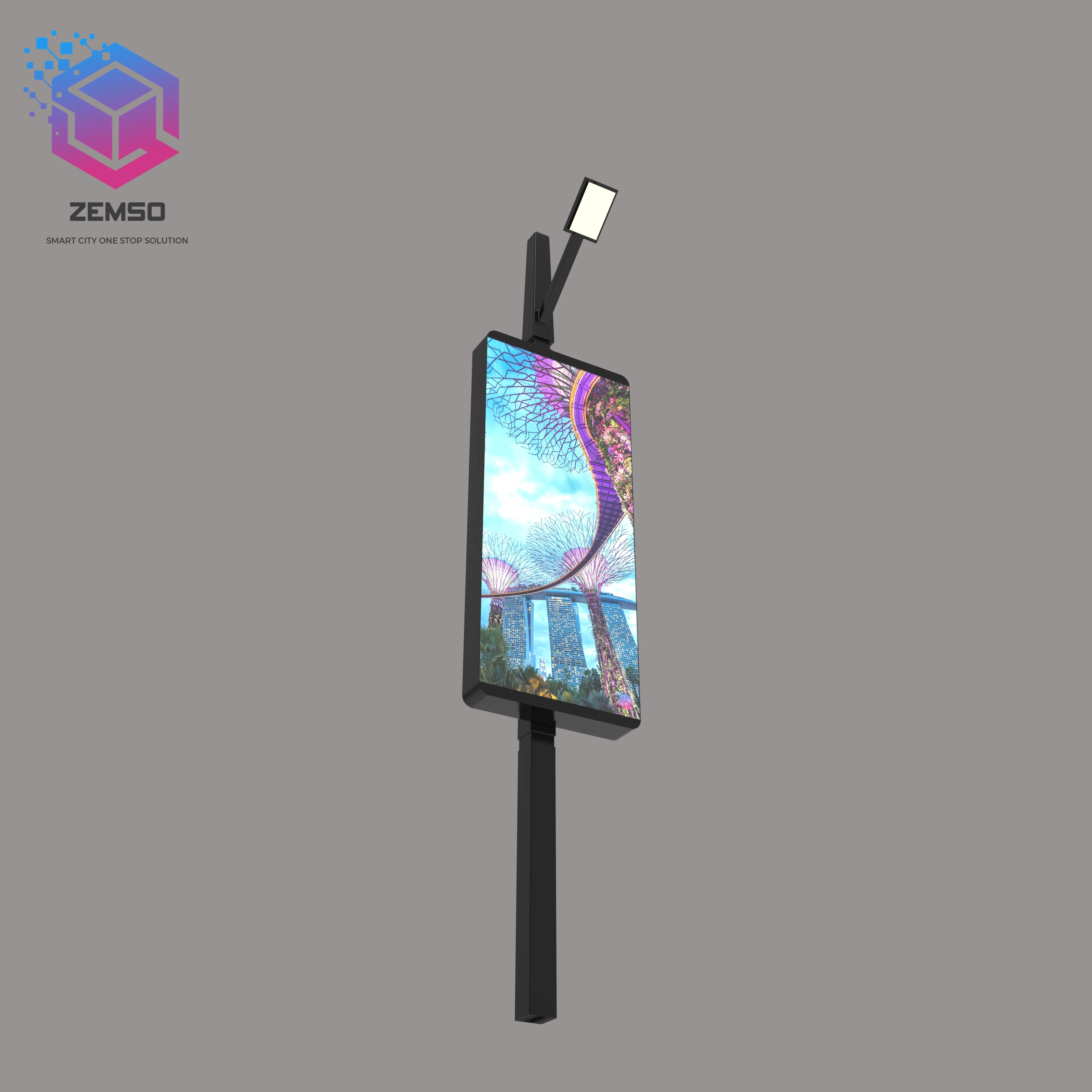 Led p1.2 display billboard full color street lighting pole led screen outdoor digital street lamp signage