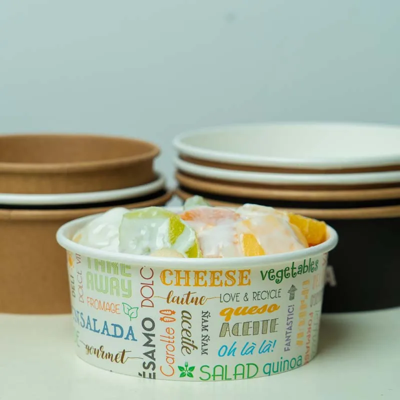 500 мл напечатала Устранимый миска из крафт-бумаги забрать суп салатник с крышкой (по индивидуальному заказу возможно использование)