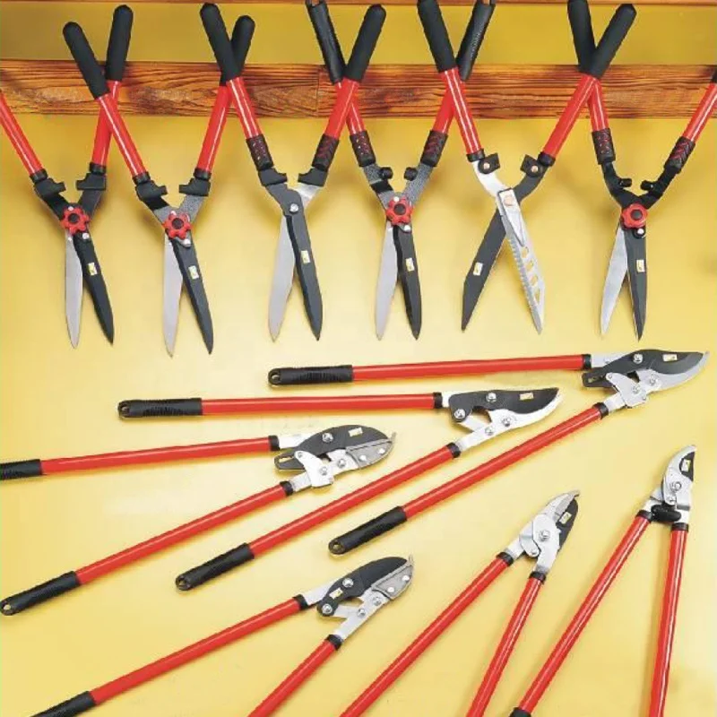 Stainless Steel Blade Garden Lopper and Hedge Shears Round Telescopic Steel Handle Pruner Pruning Tools Clipper Secateurs