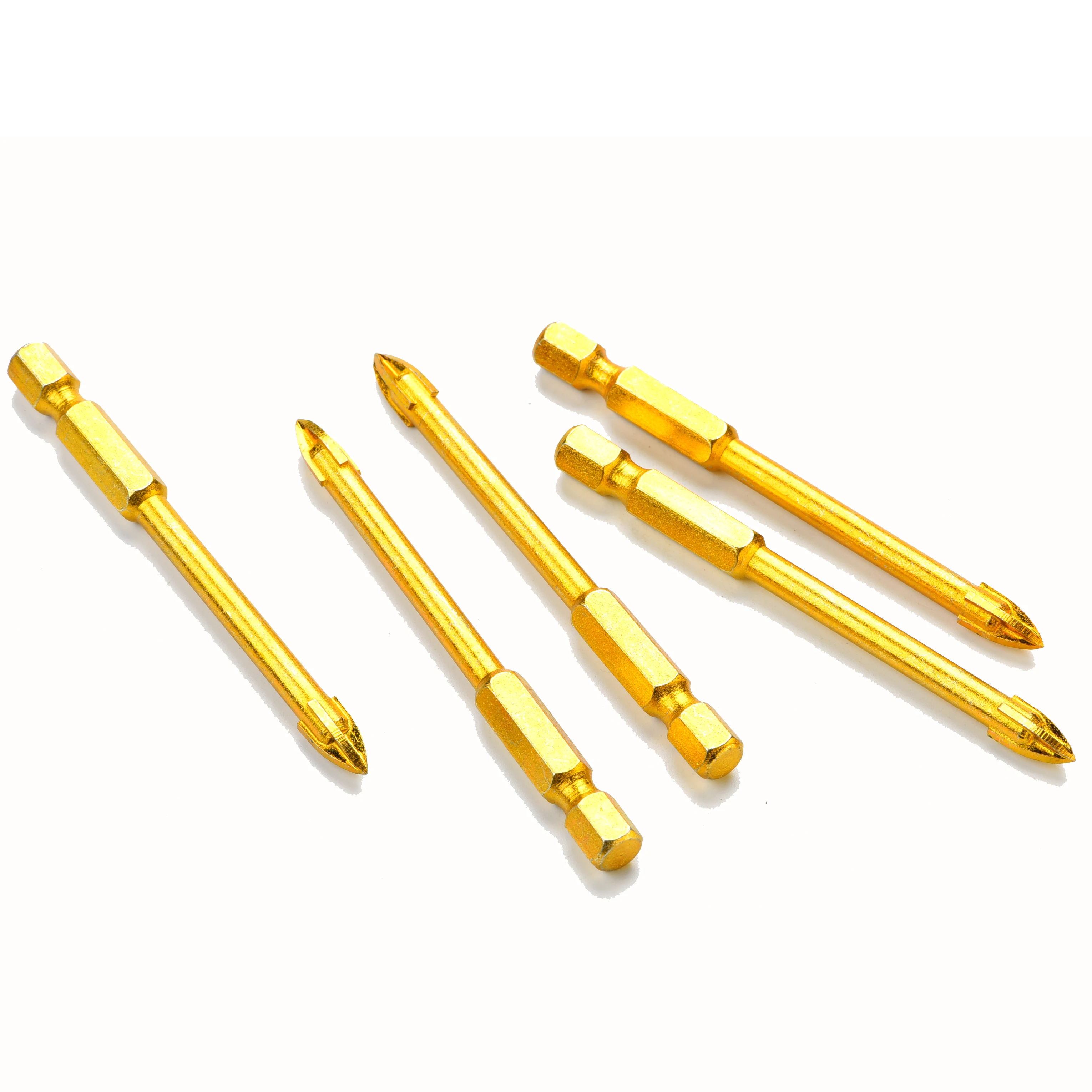 1/4 Hex Shank Carbide Tip Triangle Cross Head Drill Bit for Glass Tile Ceramic Mirror Drilling