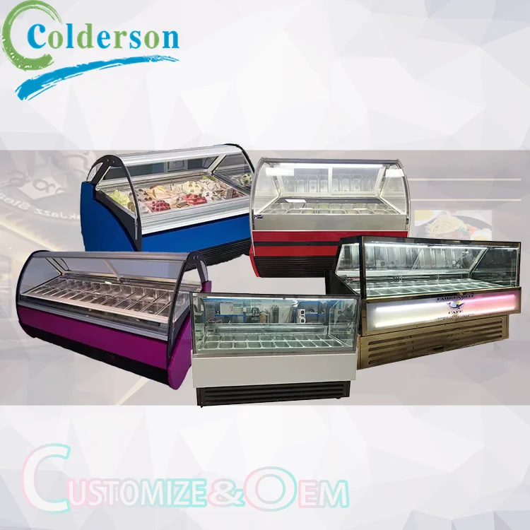 2022 Heda Curved Glass Door Ice Cream Chest Freezer Fridges Ice Cream Display Freezer Showcase