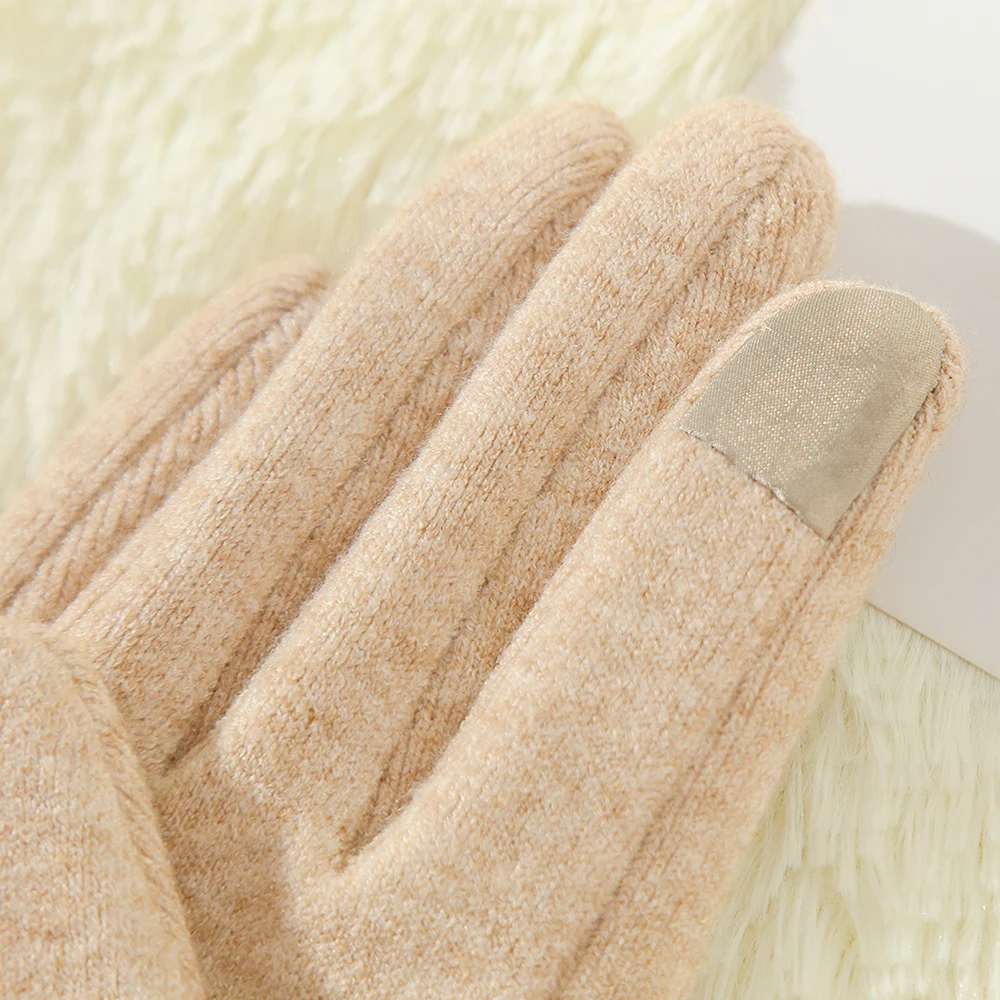 Autumn and winter warm cashmere Korean version of students outdoor cycling ladies gloves