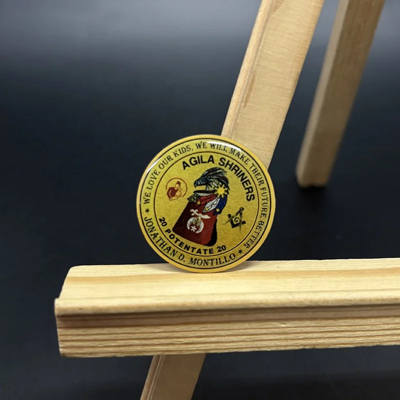 UV Printing Masonic Stainless Steel Lapel Pin With Epoxy