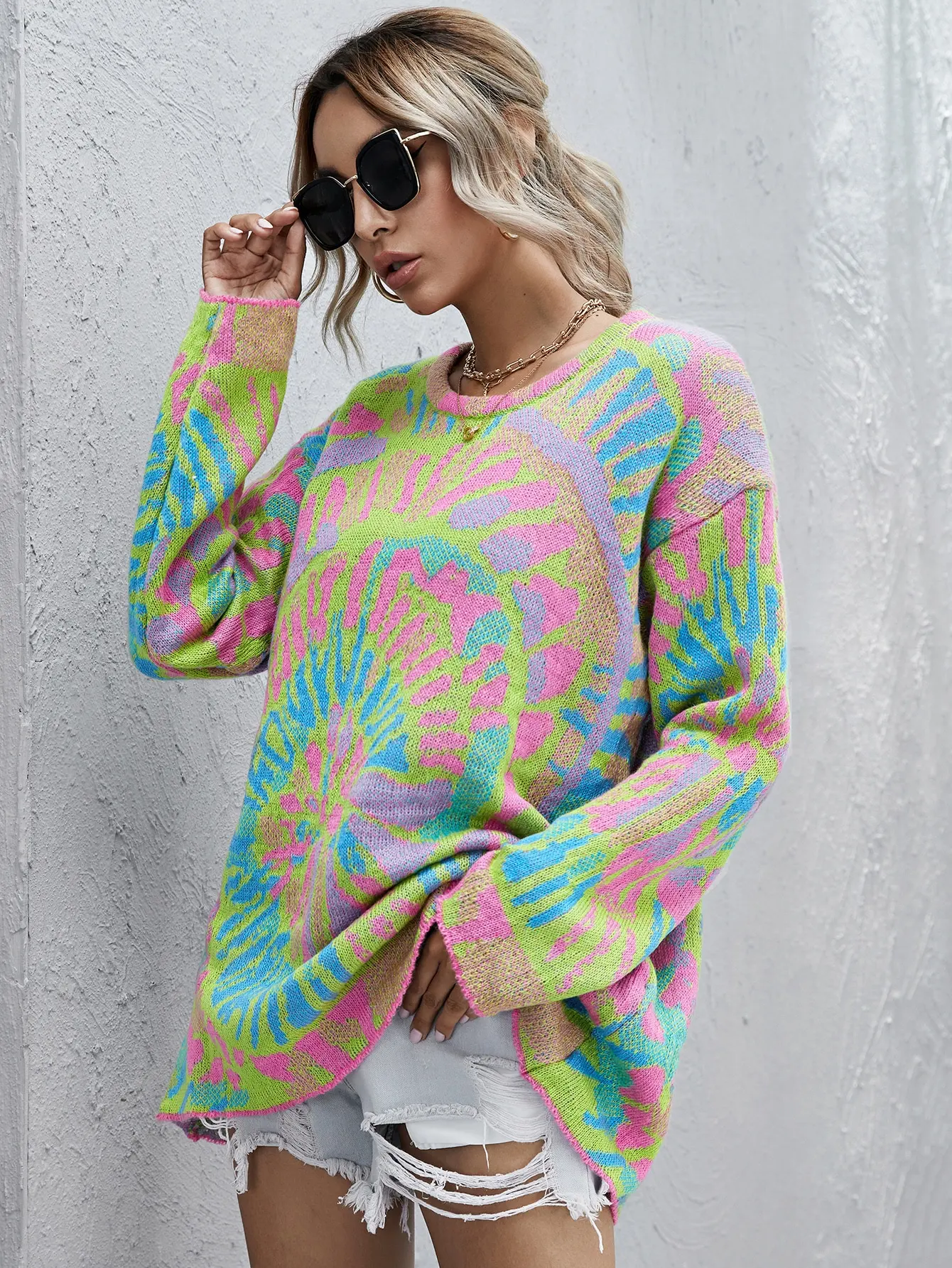 Хлопковый Женский вязаный пуловер большого размера, повседневный длинный свитер в полоску, изготовление на заказ, Осень-зима