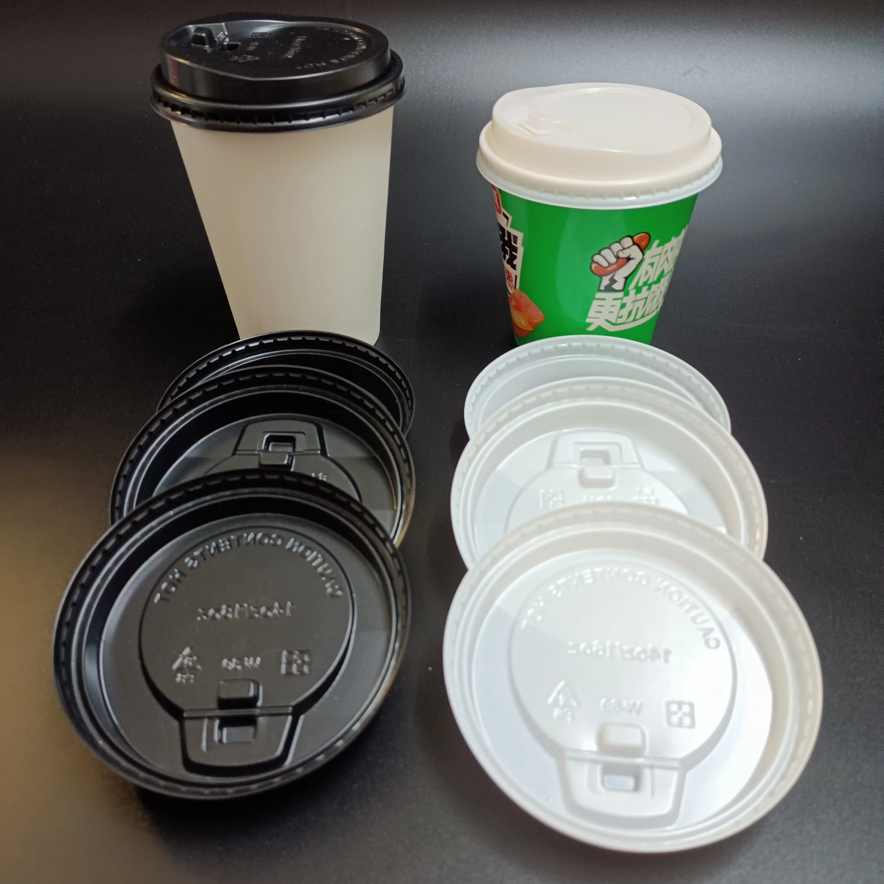 SP1570 Take Away 14oz 16oz PS Lids Hot  cold Drink Disposable Plastic Coffee Cup Lid white black Cover