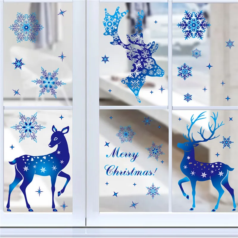 2021 New Christmas Decorations Snowflake Stickers Glass Window Decoration Elk