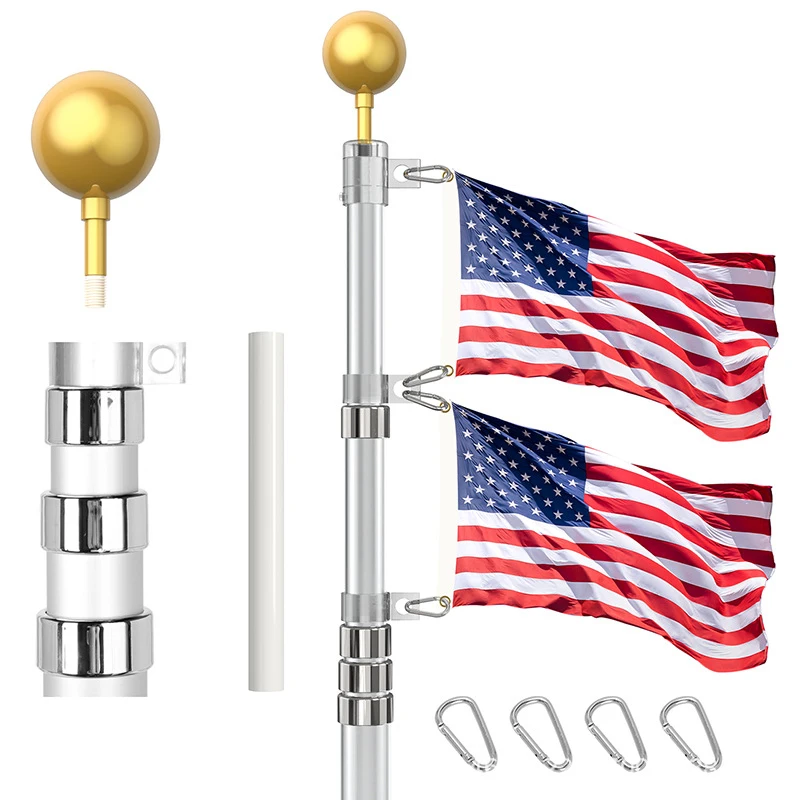 Aluminium material outdoor white flag pole stand telescoping flag poles for flags
