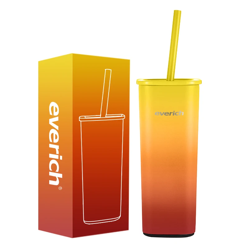 Hot Selling Customizable Double Wall Stainless Steel Coffee Mug Insulated Tumbler Lid Unique Square Shape Eco-Friendly Tea Mug