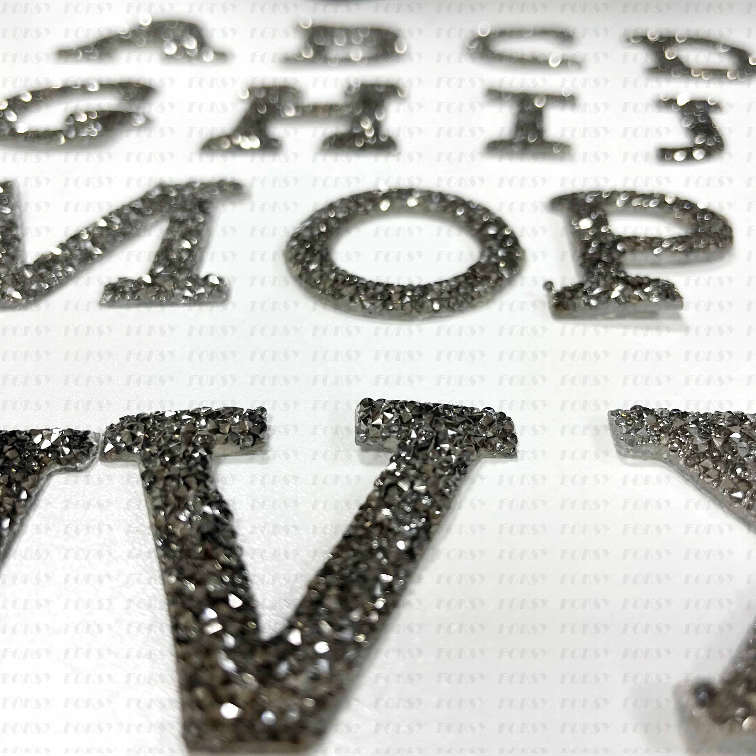 Hot New Design Custom Logo Hotfix 3D Alphabet Rhinestone Applique Letter Iron On Transfer Beaded Patches