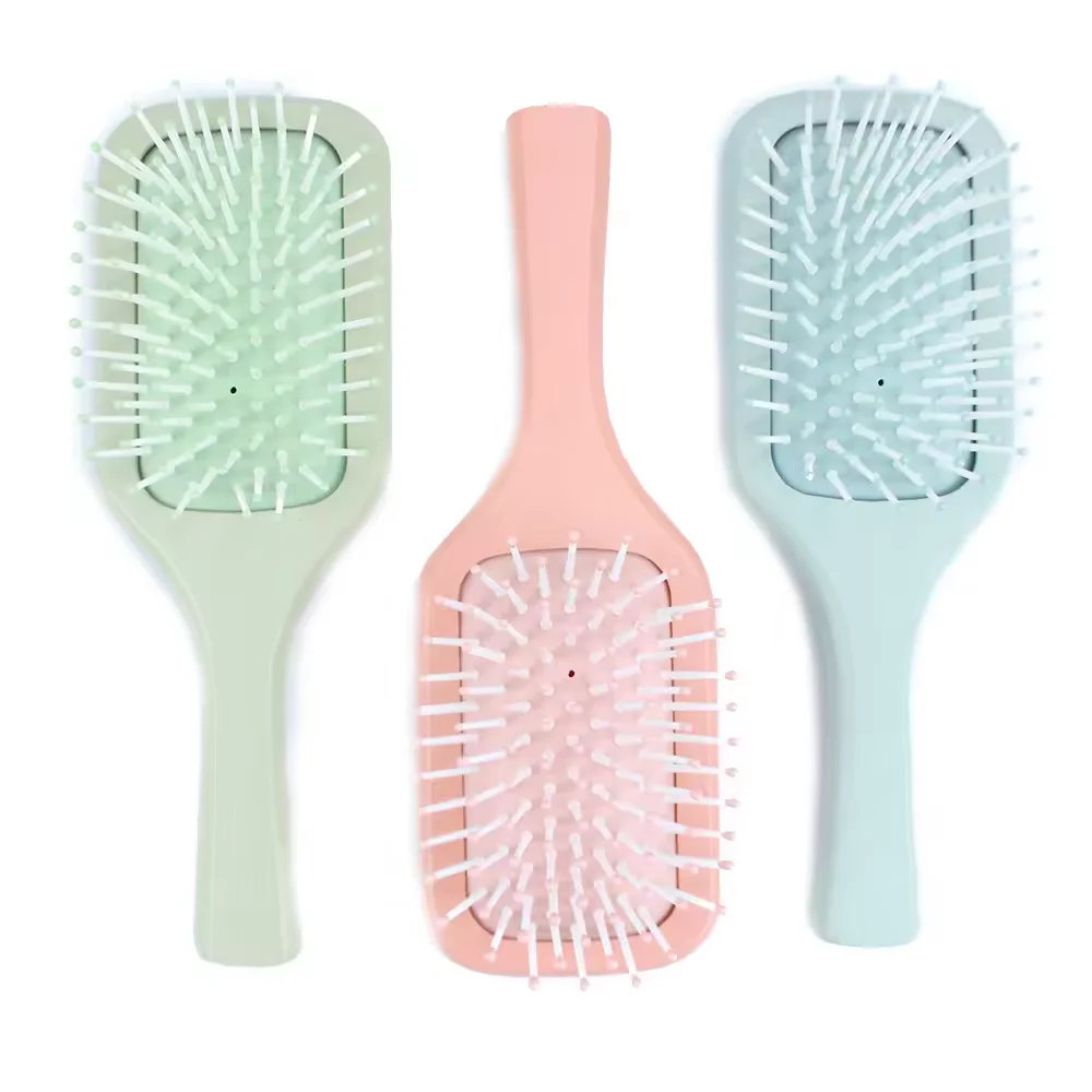 Wholesale Private Label  Natural Bamboo  massage comb Stretch nylon comb wood Wooden handle