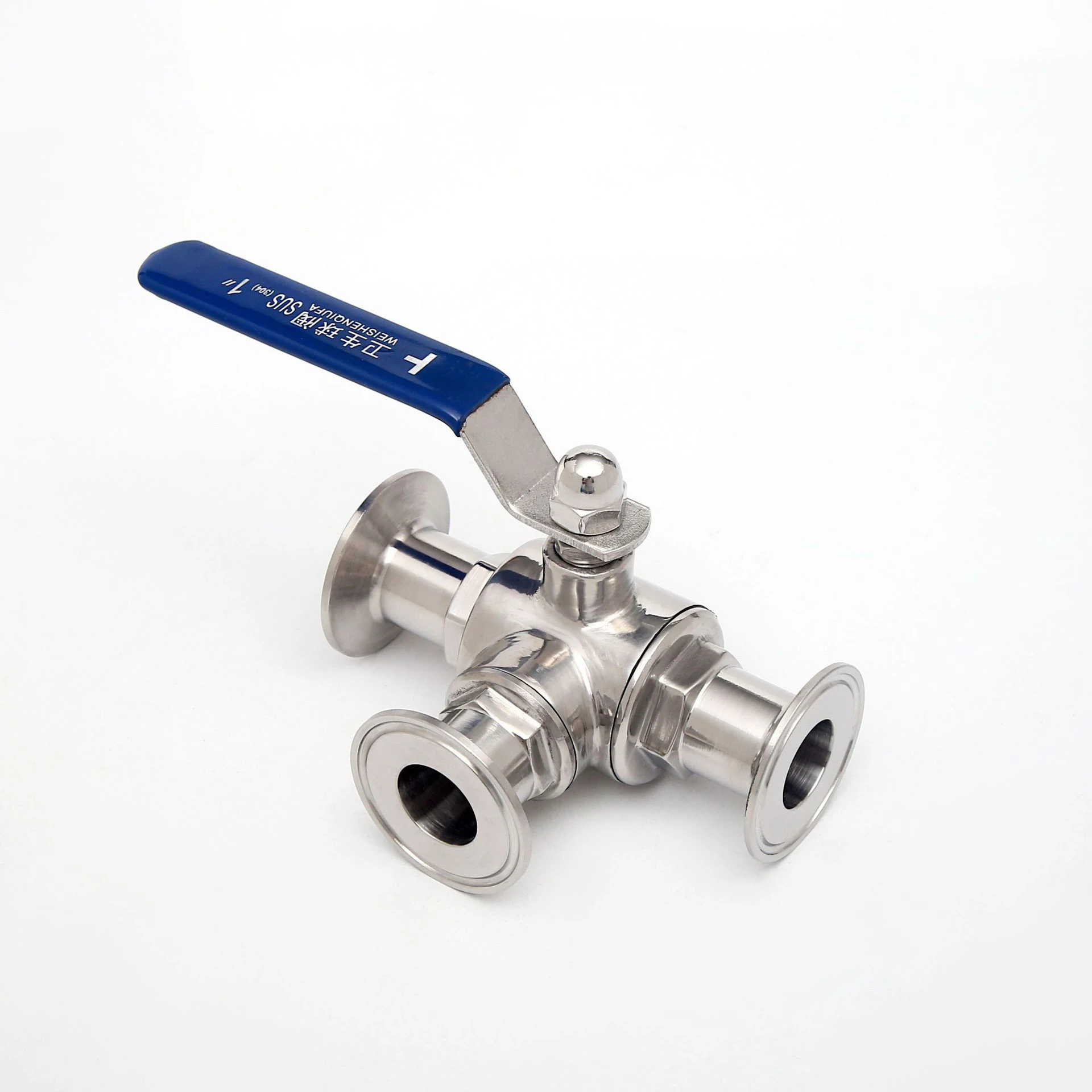 High quality Sanitary three way Ball valve 32mm stainless steel Food grade Sanitary clamp Ferrule Quick connect ball valve