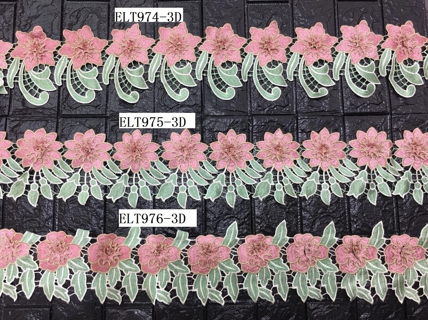 Colorful Polyester Lace Trim Veil Floral Rose Embroidery Lace Trim Wholesale Custom DIY Sequin Beads Glitter Embroidery Trim