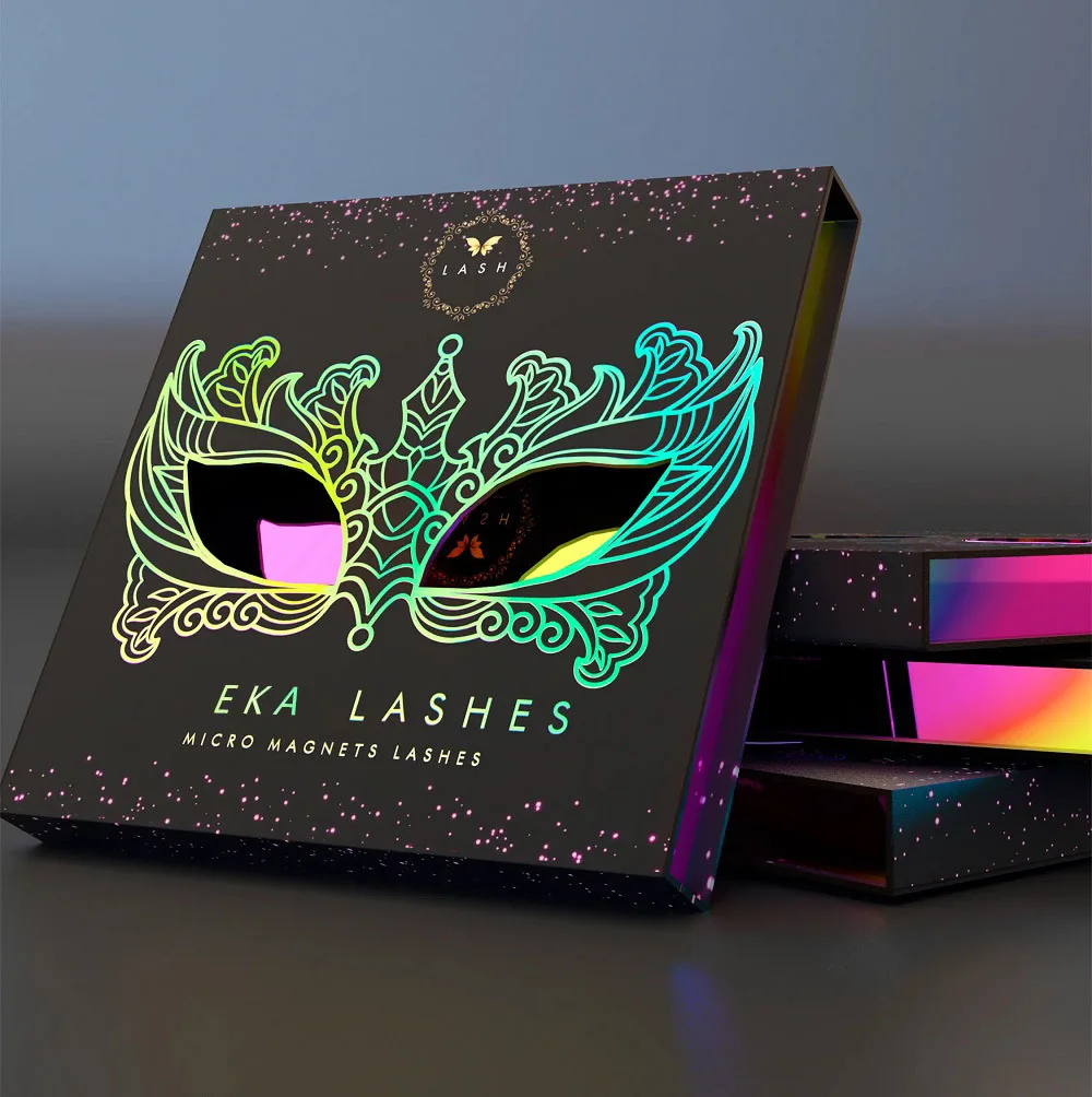 Real mink eyelash strips custom box magnetic natural colorful lash foil stamping mask eye lashes box storage packaging