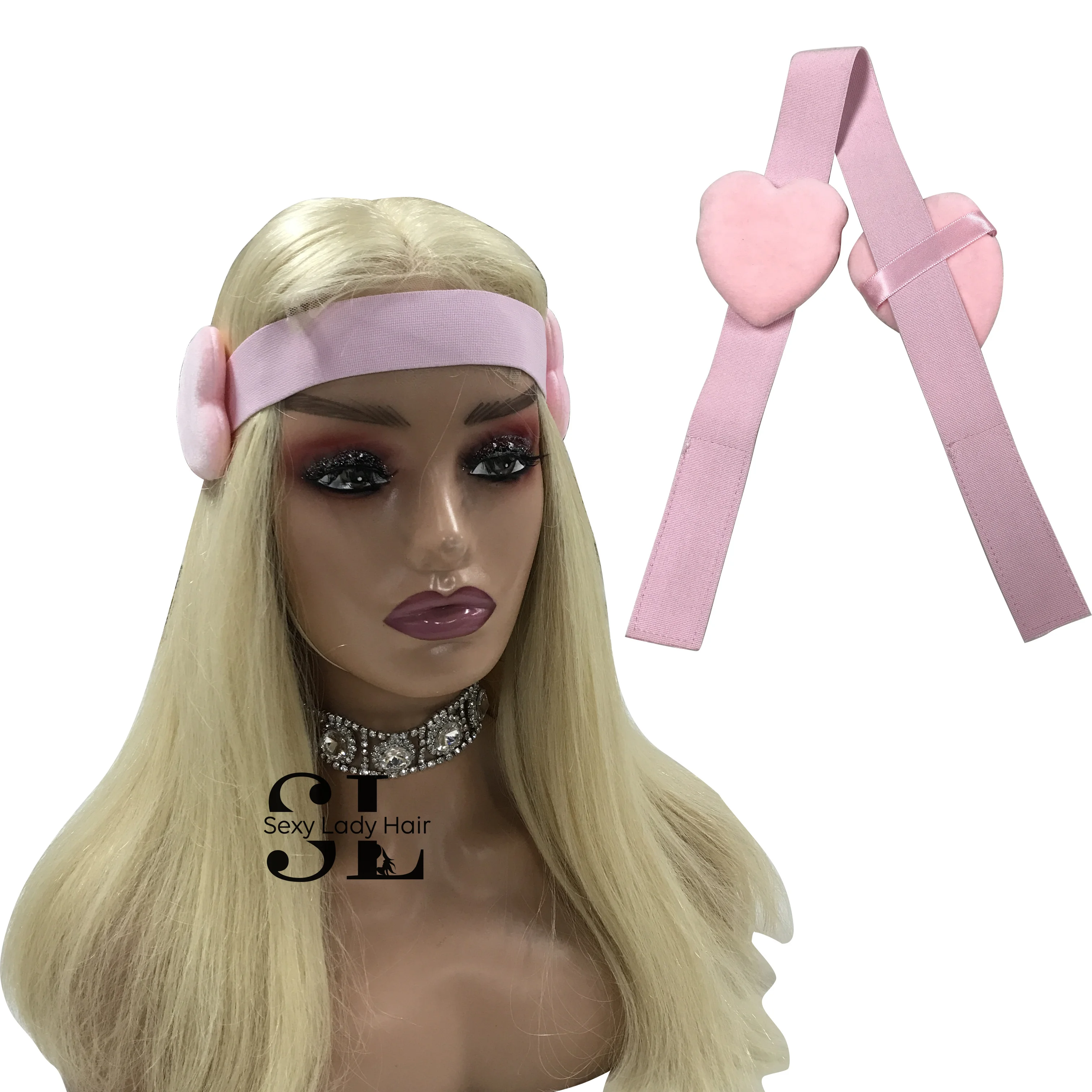 black custom logo print edge wrap head band elastic hair bands for sewing lace frontal wig holder