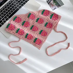 2022 Q&Y Street Style Ladies Hair Accessories Knitting Headbands Sweet Girls Floral Pattern Strawberry Crochet Floral Hair Scarf