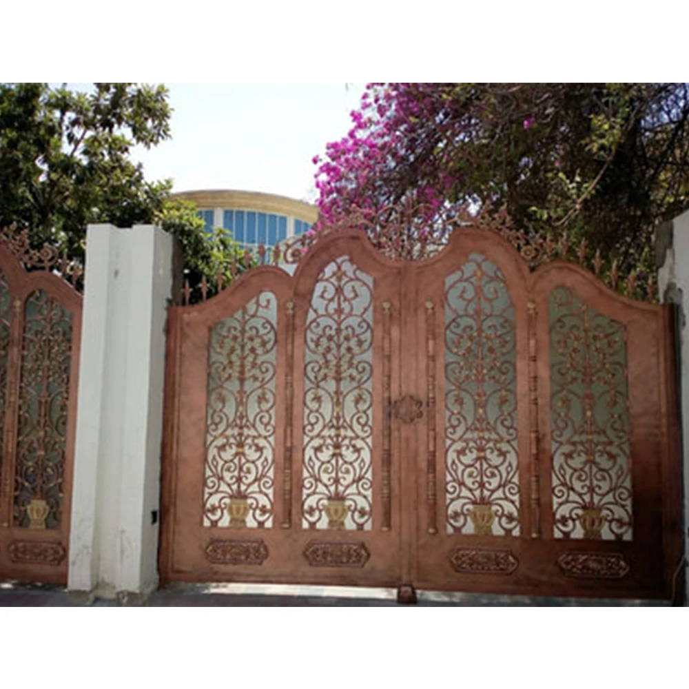 Automatic Double panels swing style  latest main gate designs decorative aluminum gates