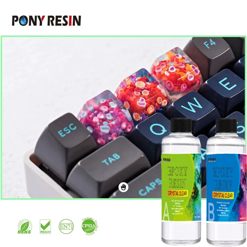 Super Crystal Clear Two Parts Clear Epoxy Resin Glue for Keyboard DIY Artisan Resin Keycaps