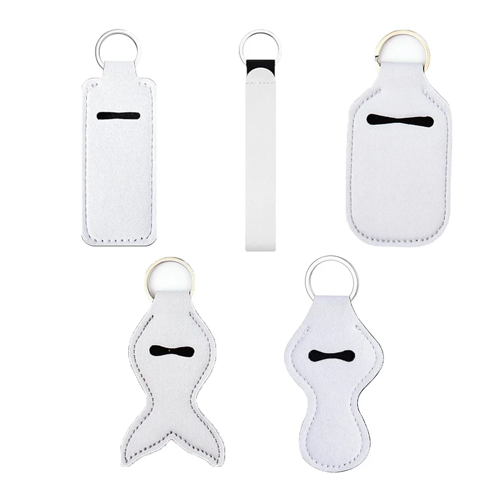 RTS Promotional DIY Sublimation blanks White Keychains Lipstick Sanitizer Holder Wristlet Lanyard