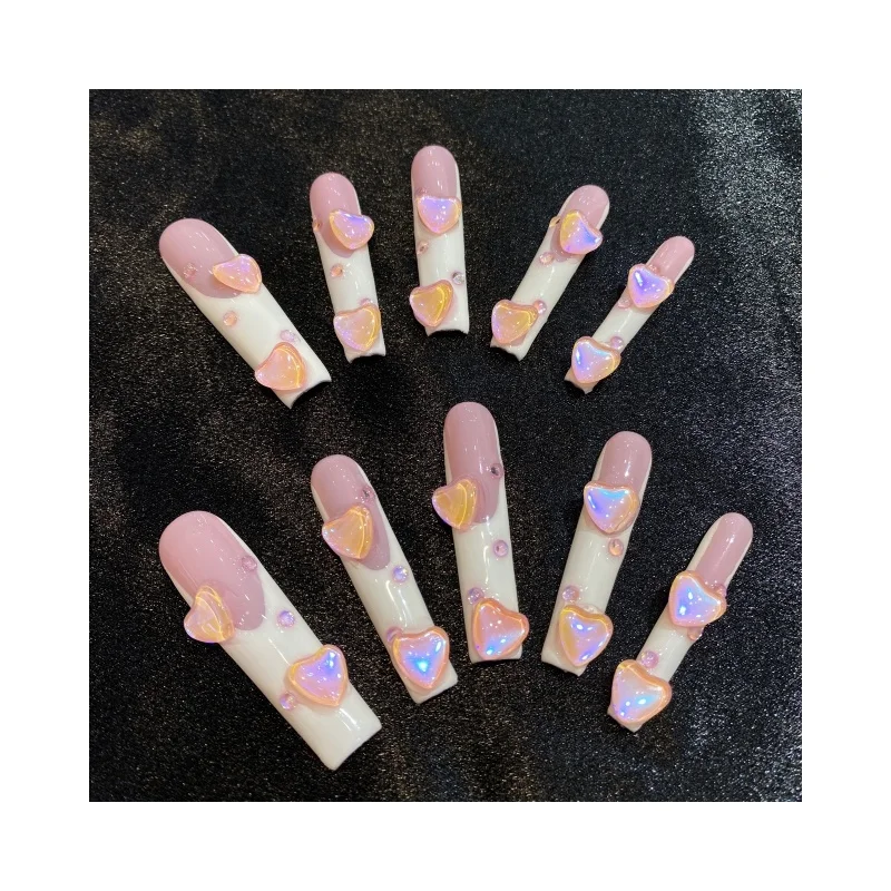 2024 INS NEW Fashion HandMade High Quality Long Nails Custom Reusable Handmade Press On Nails With Glue DIY