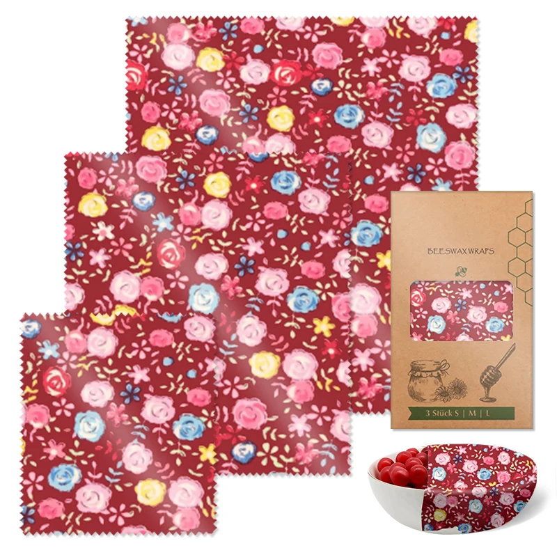 2023 Maintenance friendly100% cotton reusable storage beeswax food wrap bag beeswax wrap