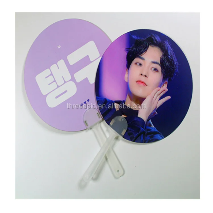 Заводская двухсторонняя печать 3d линзовидный пластиковый корейский дизайн superstar ручной вентилятор для подарка