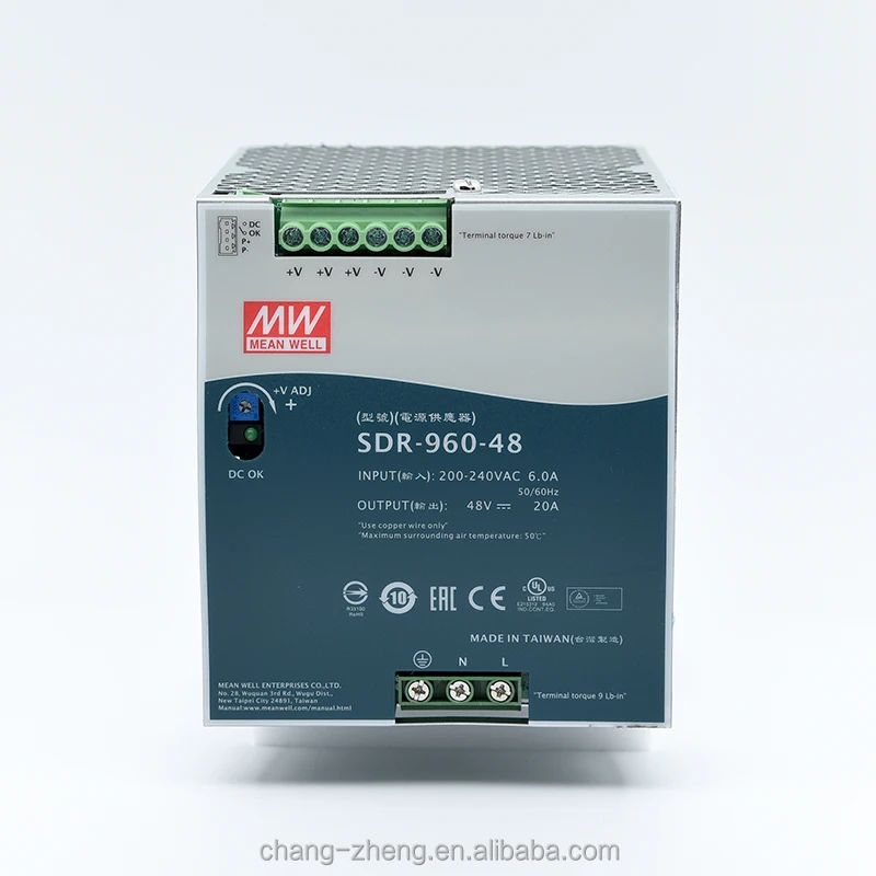 MeanWell SDR-960-24 24V 48V DIN Rail PFC 40A Power Supply Industrial Control System AC Voltage Transformer