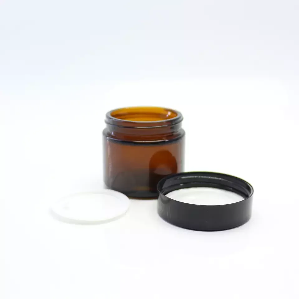 5g 10g15g 20g 30g 50g 60g 100g amber clear black glass cream jar with gold black sliver aluminium Cap