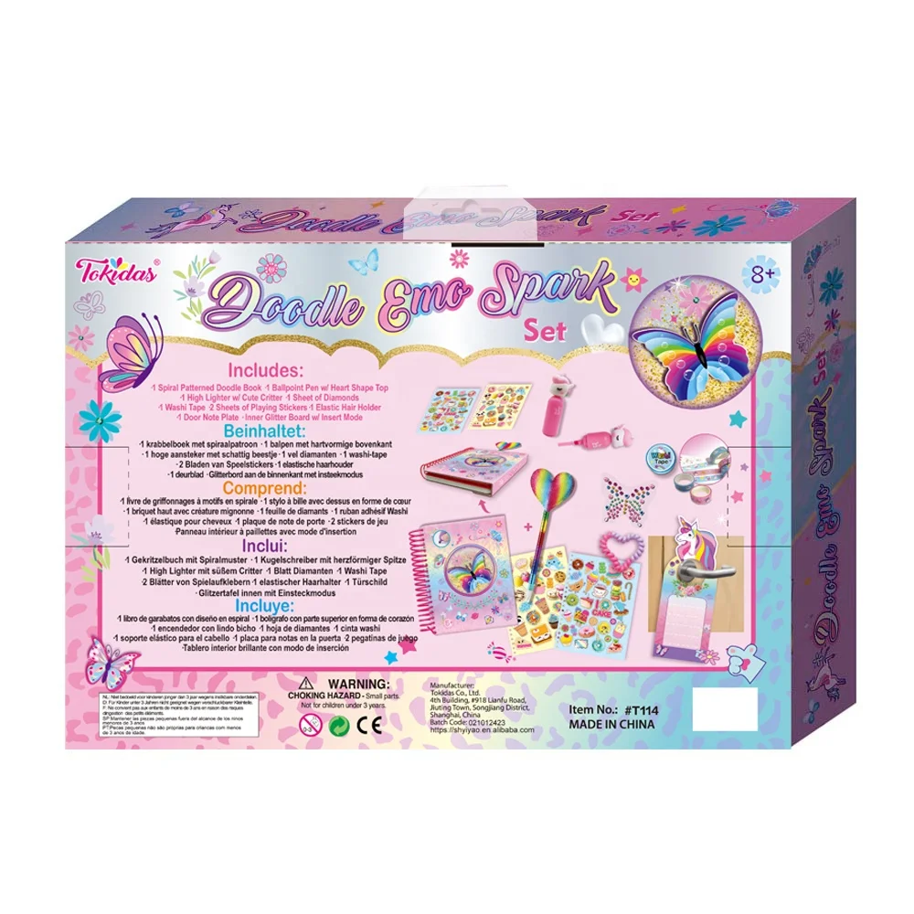 Girls fashion notebook gift with color pen and stickers set kids diary book toys set children make up journal book set