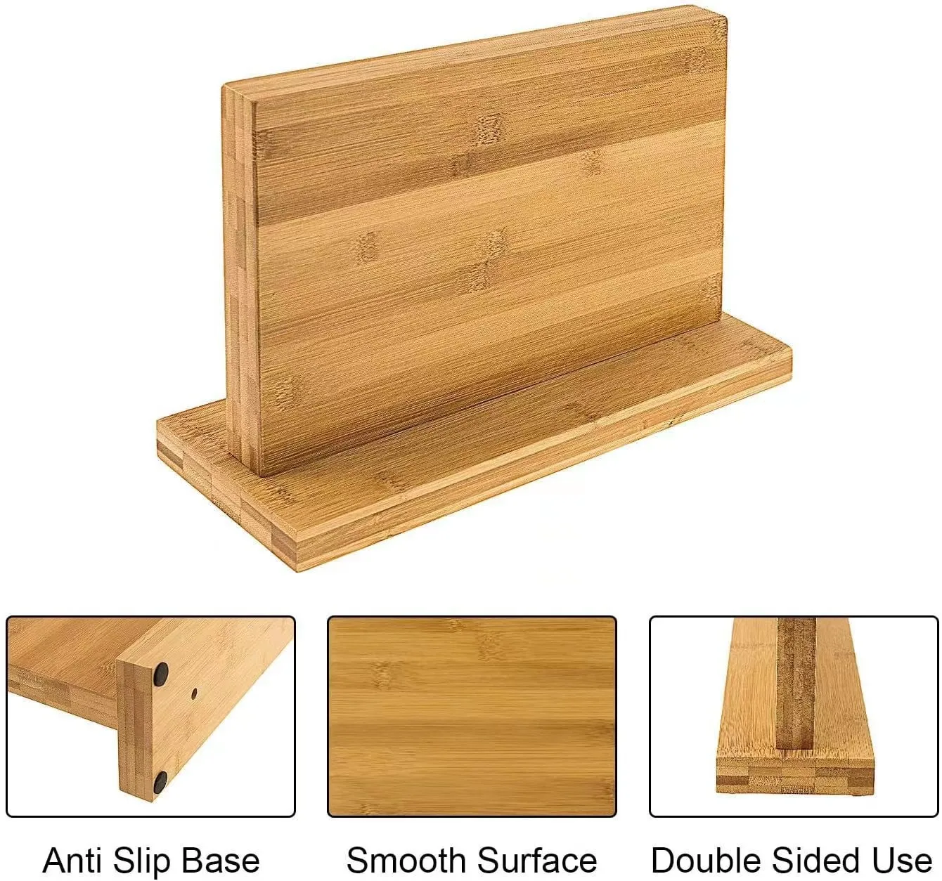 Kitchen knife accessory bamboos storage block stand magnetic strip knife magnet holder bamboos magnetic knife block