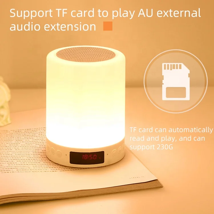 Hot Selling Touch Light Lamp Portable Hanging Blue tooth Speaker with Alarm