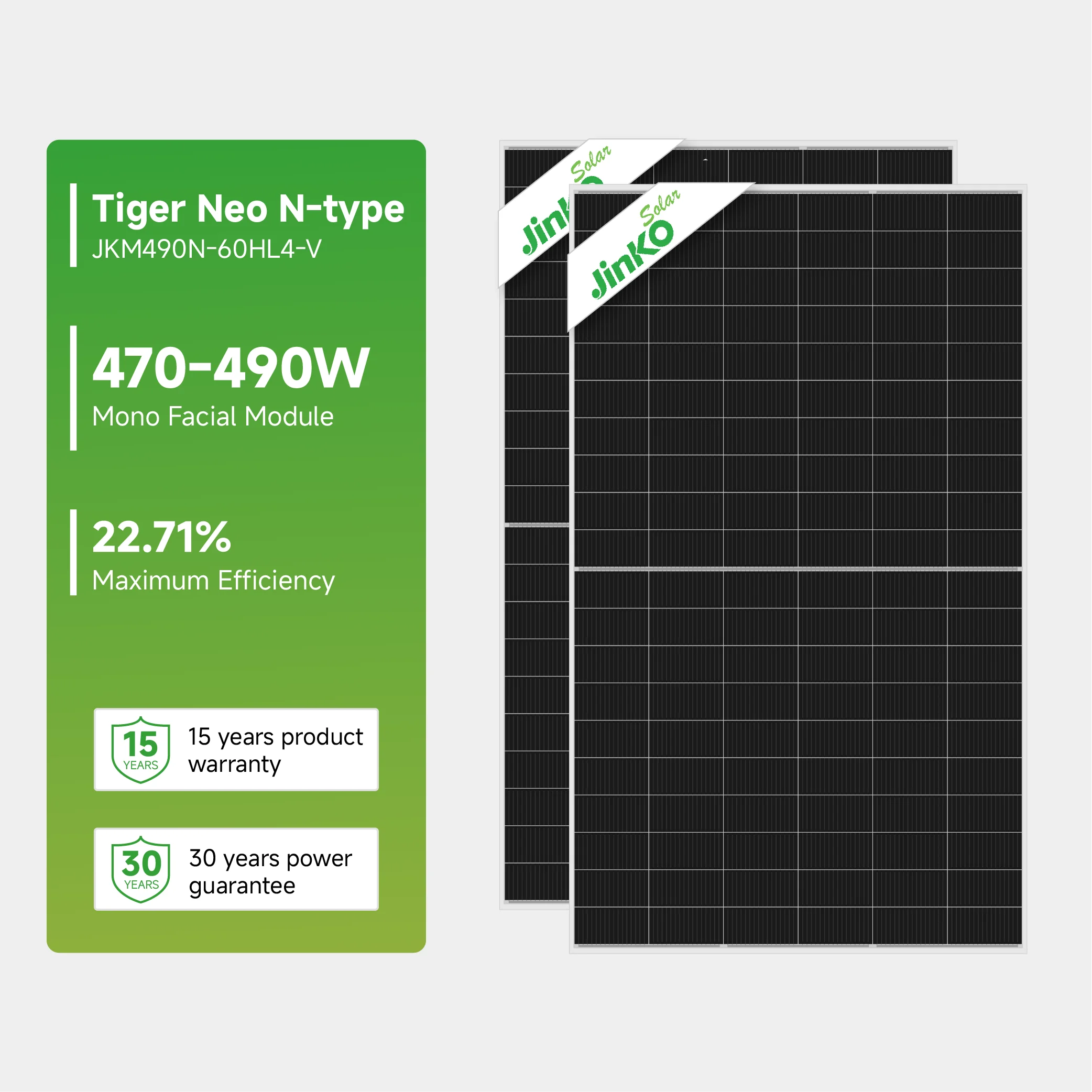 Панель Jinko Tiger Neo N-типа 470 Вт до 490 солнечная монокристаллическая фотоэлектрическая черепица фотогальванические панели