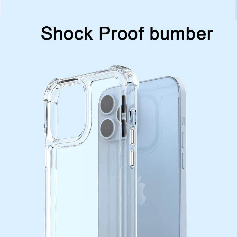 Crystal Clear	Thin Pure TPU Transparent Bumper Aiti-yellowing Acrylic Phone Case Pro Max Mini For iPhone 13 case