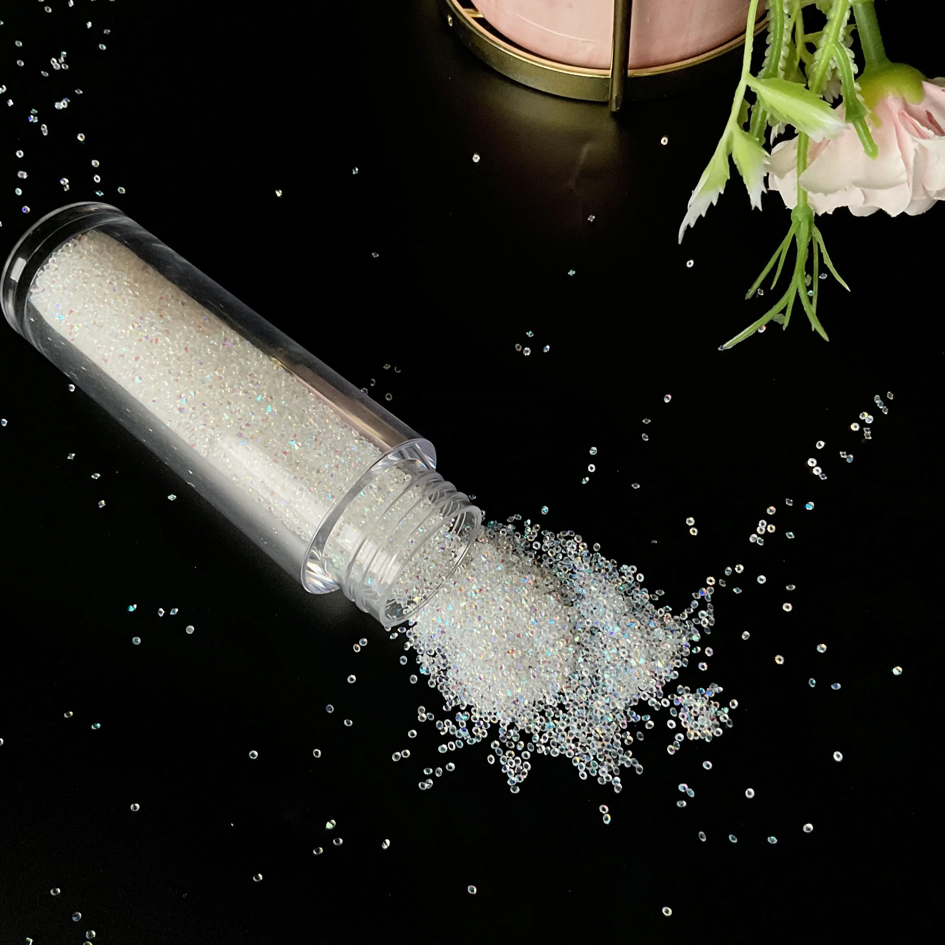 Luxury AB Glitter Pixie Nails Crystal Micro Beads Wholesale 3D Rhinestone Decorations Pixie Nail With High-end Box Packing