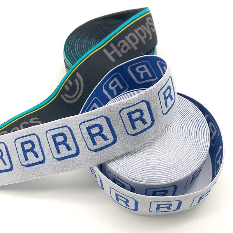 Custom logo printed nylon  Woven Knitted Jacquard Soft Elastic Band For Underwear Boxer Shorts Waistband Belt