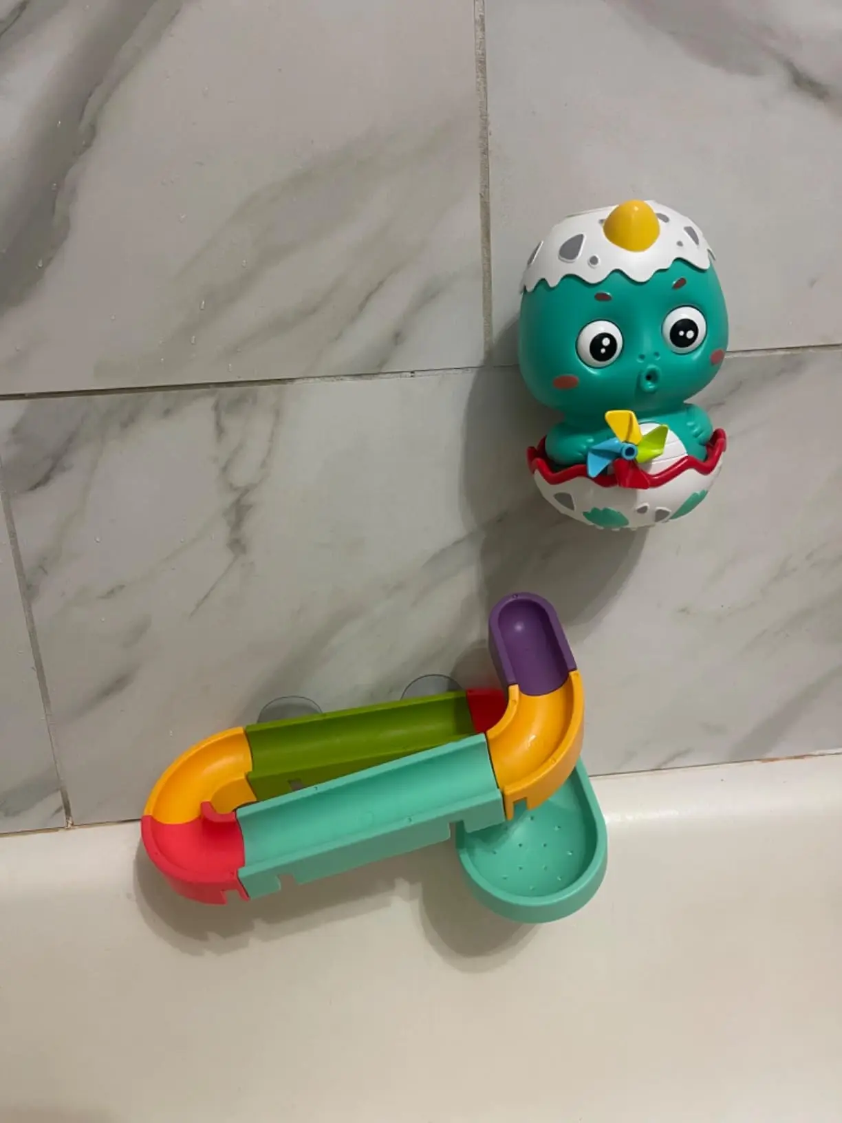 Dinosaur Bath Toys For Kids DIY STEM Bathroom Shower Toddler Bathtub Pool Blocks Track Water Slide Bath Balls Tracks