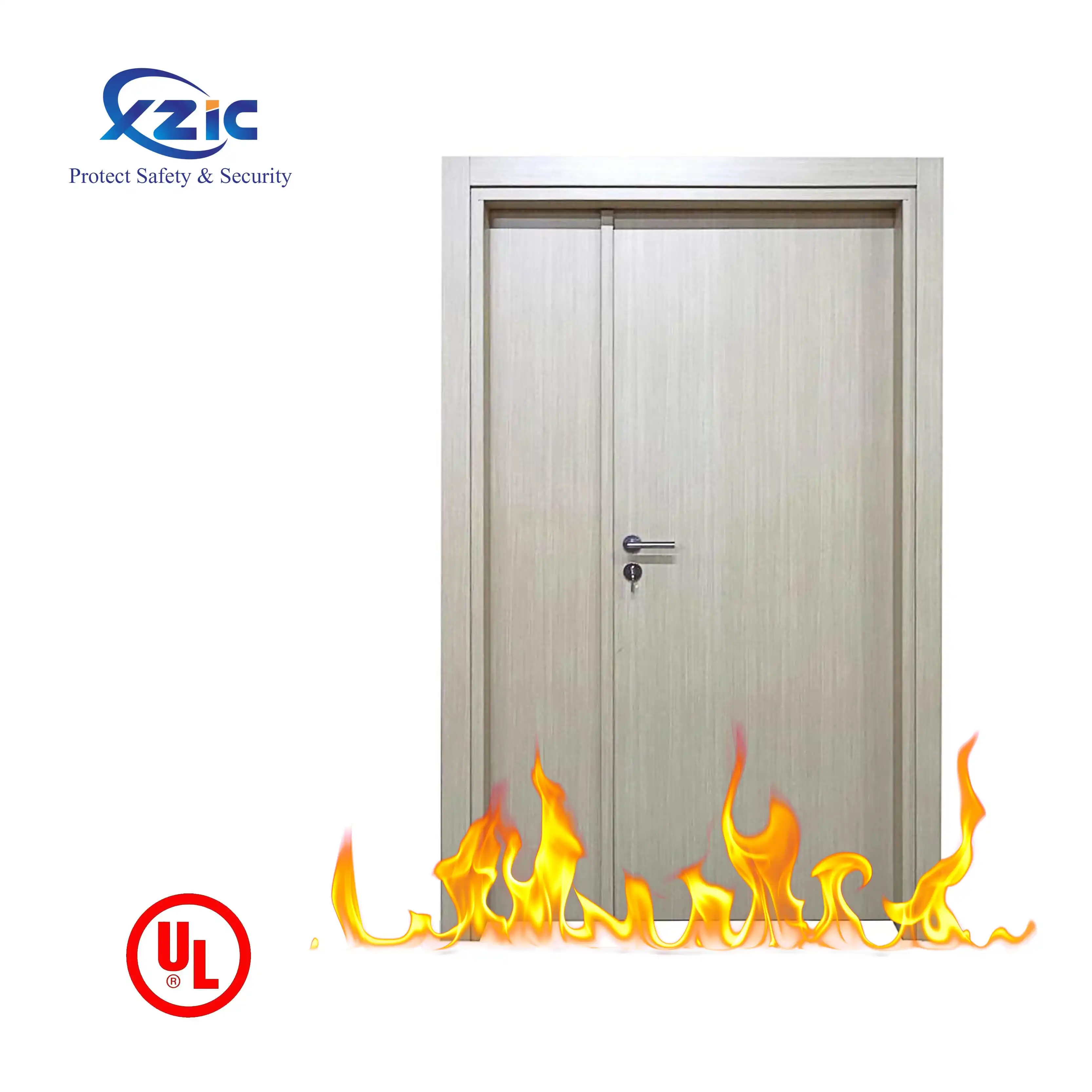 ul listed 20 minutes natural veneer finished solid core flush wooden fire rated door