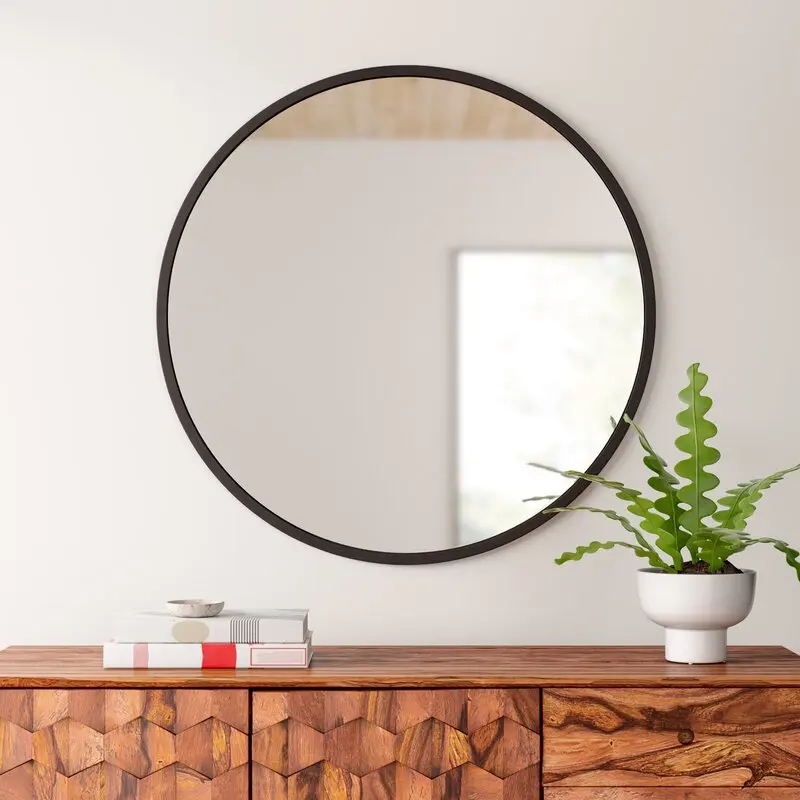 
metal frame black wall round vanity mirror espejos para pared 