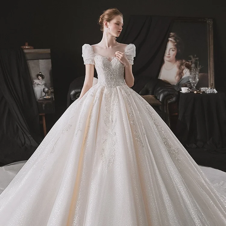 Wedding dress 2024 New long tail gas quality Mori bridal dress heavy handmade wedding dress