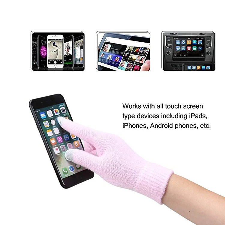 Wholesale unisex custom winter warm thick knitted mittens plain touchscreen gloves