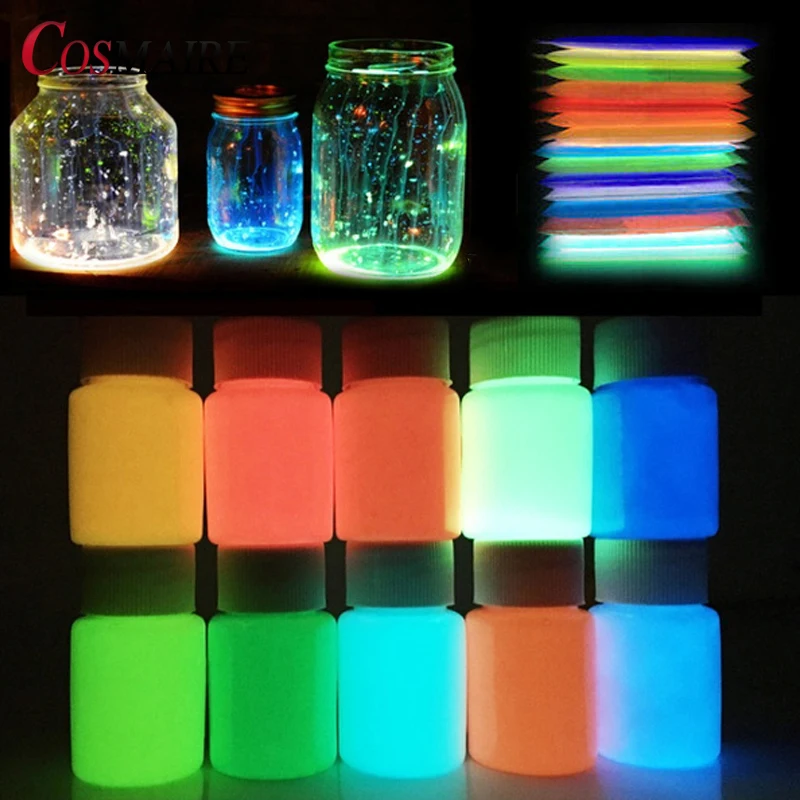 Химический фотолюминесцентный порошок Cosmaire, светящийся в темноте пигмент