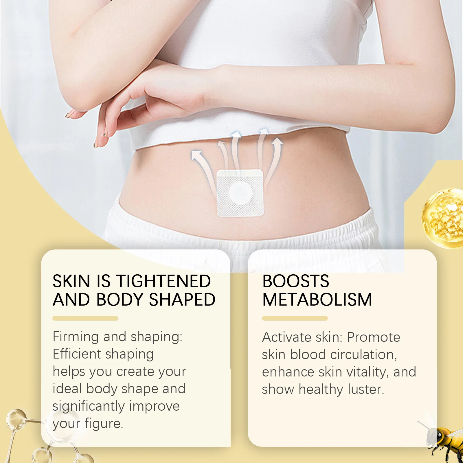 7Pcs Targets Stubborn Fat Eliminates Body Toxins Belly Weight Loss Bee Venom Slimming Patches For Lymphatic Drainage