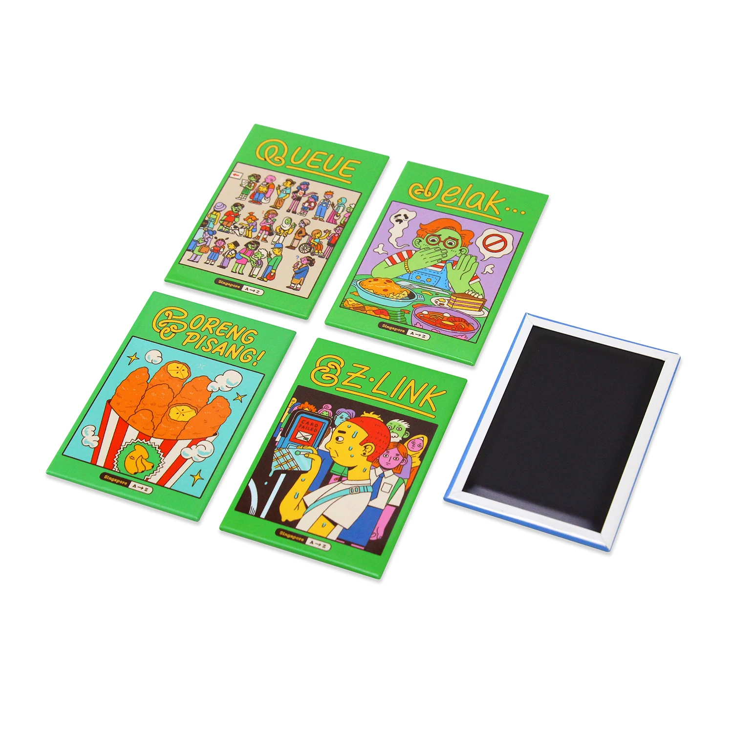 Refrigerator Souvenir Customised Branded Tin Magnet 80X53Mm Rectangle Singapore Fridge Magnets