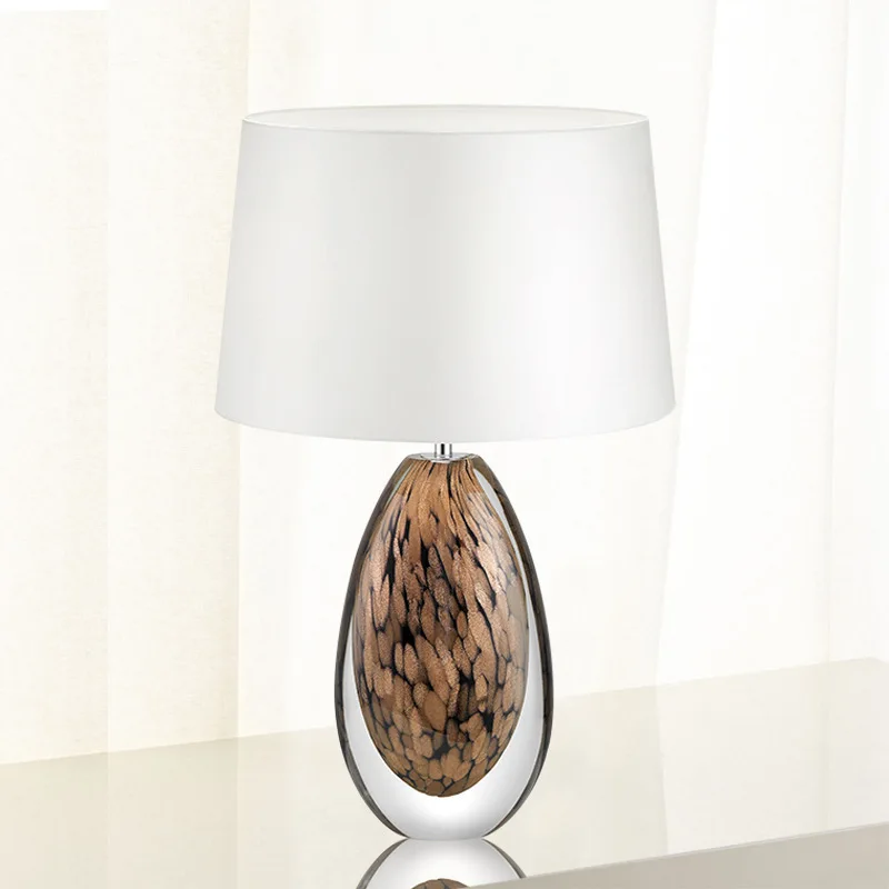 Hotel Decorative Oval Shape Base Table Lamps Bedside Living Room Nordic Modern Desk Lamp Luxury Rose Gold Glass