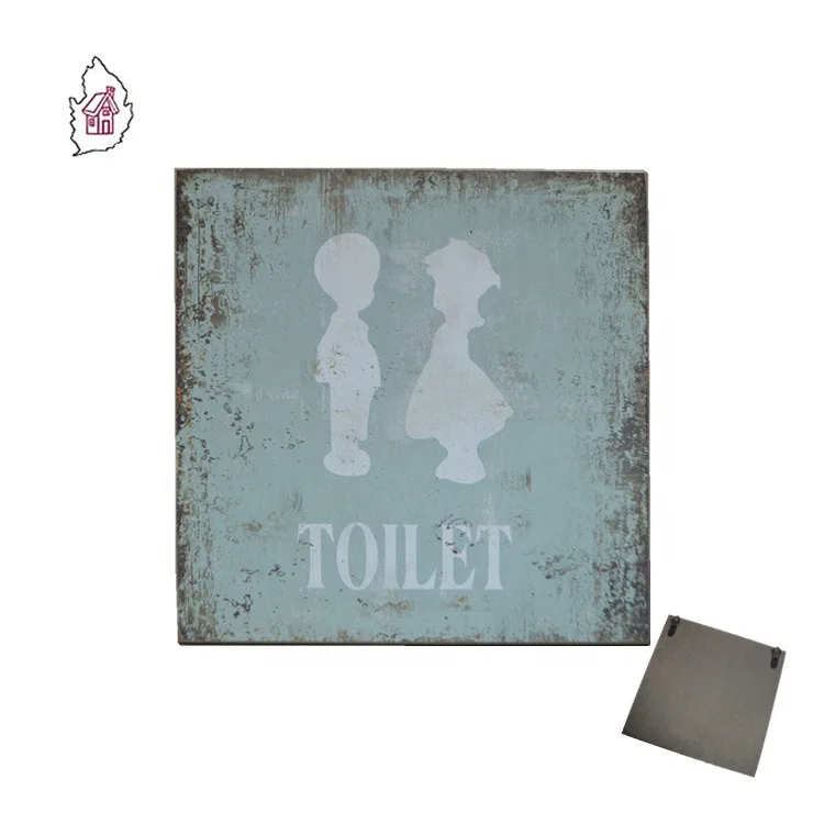
Antique Cute MDF Bathroom Toilet Door Sign 